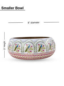 Bol de service décoratif en bois émaillé artisanal chic, vaisselle unique imprimée à la main pour fruits, collations, salades, desserts, repas - Product Image 2