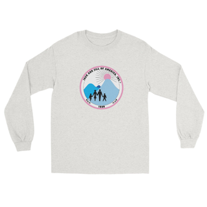 T-shirt unisexe à manches longues gris chiné avec broderie graphique, col rond, décontracté, en mélange de coton, pour le quotidien - Product Image 1