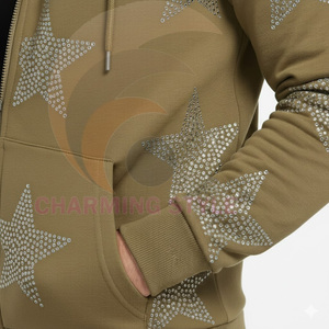 European American Cross-border Autumn Gothic 3D <b>Star</b> Rhinestone Full Sleeve Hooded Zipper <b>Design</b> High Street Trendy Loose Fit - Product Image 6
