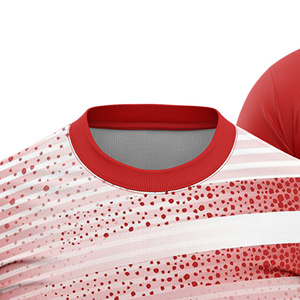 Custom Sublimated Soccer Jersey Unisex Red White Gradient Crew Neck Short Sleeve Lightweight Color Block Moisture Wicking - Product Image 2
