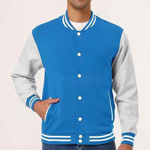 Cotton/Polyester Men's Letterman Jacket with <b>Stand</b> Collar and Front Logo Eco-Friendly & Breathable Casual Winter Jacket - Product Image 2
