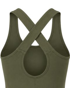 Customized Olive Green Women <b>Cross</b> Back Yoga Tank <b>Top</b> Breathable Sleeveless Gym Fitness Workout Activewear Sports Vest Shirt - Product Image 5
