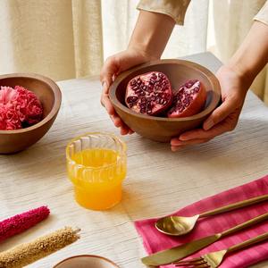 Grand saladier en bois rustique naturel, fait main, en bois massif, pour servir des salades et des fruits, décoration de cuisine de style farmhouse - Product Image 4