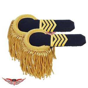 Epaulettes Negros Vintage Personalizados con Bordado y Orificio para Botón, Estilo Napoleón Francés, Ecológicos - Product Image 1