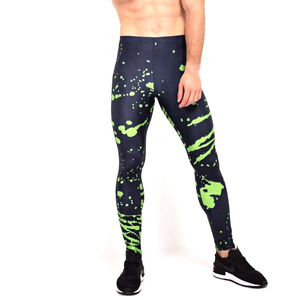 Leggings de compression mi-taille pour hommes, personnalisés, sans coutures, en Spandex et Polyester, extensibles dans les quatre sens, pour le yoga - Product Image 1