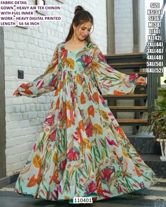 Blossom Breeze moderno bordado Natural Floral cómodo hasta el suelo vestido de baile Air Tex Chinon vestido - Product Image 5