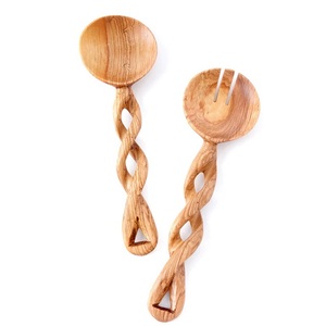 2026 Product Spoons Wood Spoon and Fork Set Wooden Salad <b>Servers</b> with Long Handle Kitchen Accessories Home and Kitchen Use - Product Image 3