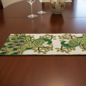 Chemin de table perlé à la main avec broderie complexe de perles de rocaille, style bohème, pour l'intérieur - Product Image 3