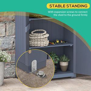Casetta da Giardino Grigia Facile da Montare, Armadio Esterno per Stoccaggio, Tetto Zincato Impermeabile, Porta con Serratura in Resina per Conservazione Sicura - Product Image 6