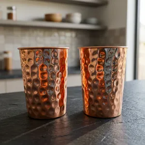 Handmade Luxury Hammered Copper <b>Glass</b> | Pure Copper Drinking <b>Glass</b> | 300ml Water <b>Glass</b> <b>Tumbler</b> | Custom Home Drinkware Wholesale - Product Image 6