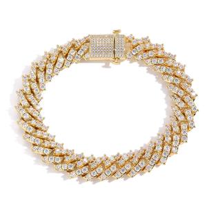 Indian Manufacture Custom Length Moissanite Diamond Cuban Chain <b>Bracelet</b> for Hip Hop Lovers Available for Export Price - Product Image 2