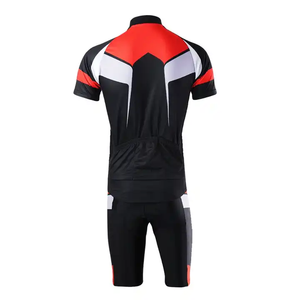 Ensemble de maillot de cyclisme noir, rouge et blanc, manches courtes, fermeture éclair intégrale, vêtements de vélo pour hommes, tenue de cyclisme d'été - Product Image 6