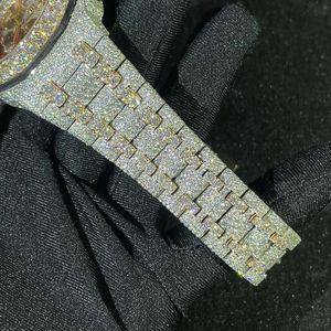 Relojes Clásicos Unisex Hechos a Mano con Diamantes Moissanite VVS1, Correa de Acero Inoxidable, Esfera Analógica Mecánica - Product Image 2