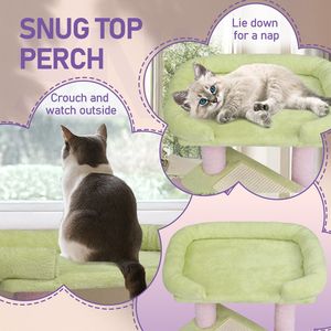 Torre per Gatti a Più Livelli Cozy Cat Condo da 27,5 Pollici con Tiragraffi e Cuccia Imbottita per Gattini, Imballaggio in Cartone per Interni - Product Image 5