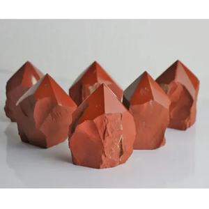 Fournisseur en gros de cristaux de pierre d'agate naturelle Point de jaspe rouge Cristaux polis Tour de pierre semi-précieuse Artisanat Pierre brute - Product Image 1