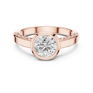 Bague solitaire à sertissage clos en diamant de laboratoire 1-3 carats, tige en filigrane, or massif 18K 14K 10K, argent 925, IGI, pour fiançailles, fête, mariage - Product Image 5