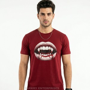 Camiseta Azul Marino Personalizada al por Mayor para Hombre, Camiseta Gráfica de Cementerio de Halloween, Ropa de Hombre de Algodón Transpirable de Alta Calidad - Product Image 3