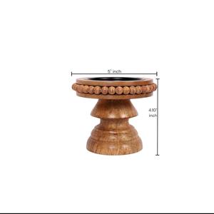Support de bougie artisanal en bois naturel avec bord perlé, pour bougies chauffe-plat, décoration rustique style ferme, centre de table de mariage, cadeau - Product Image 6