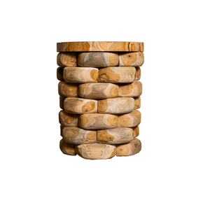ARTERRA Premium Teak Pebble Stacking <b>Stool</b> Rustic Handcrafted Modern Natural Texture Sturdy Craftsmanship Eco-Friendly Villa - Product Image 2