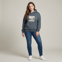 Sweat à capuche personnalisé pour femme avec impression 'Trust The Process', coupe oversize, style streetwear, en molleton, vente en gros