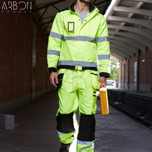 Waterproof Premium Quality Hi-Vis Neon Yellow Workwear Durable Construction Safety Pant with Reinforced Knees and Holster Pocket - Product Image 6