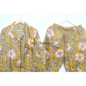 Women's Cotton Pajama Set Soft Long Sleeve Floral Printed Casual Comfortable Nightwear <b>Dress</b> <b>Elastic</b> Waist Breathable Summer - Product Image 6