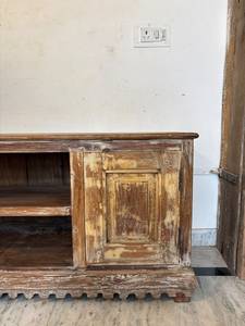 Paradise Handicrafts Solid Mango Wood Carved <b>TV</b> Cabinet Storage | Elegant Wooden <b>TV</b> <b>Stand</b> Drawers | Modern Vintage Home - Product Image 5