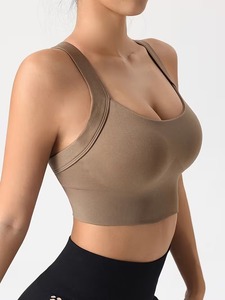 Women's Seamless <b>Cross</b> Back Sports Bra | Crisscross Strap Workout Crop <b>Top</b> | Nylon Spandex Padded Gym Fitness Activewear - Product Image 6