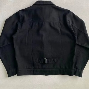 <b>Men's</b> Black Canvas Shirt Jacket Workwear Style Turn-down Collar <b>Belt</b> Closure Regular Fit Autumn Wear 100% Cotton <b>Woven</b> Fabric - Product Image 1