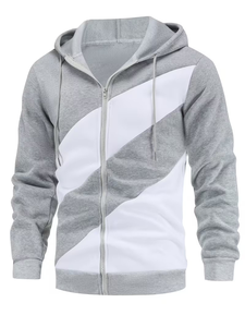 Men's Hooded Color Block Fleece Pullover Jacket Anti-shrink 340g Cotton Lining Long Sleeve Casual Winter Outerwear - Product Image 4