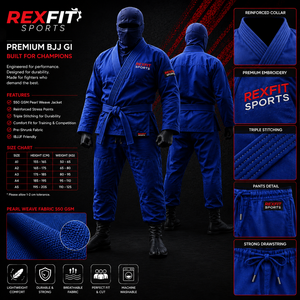 ชุดยิวยิตสูบราซิล (BJJ Gi) ทนทาน สำหรับฝึกซ้อม ปักลายได้ตามต้องการ ชุดยิวยิตสูบราซิล (BJJ Gi) ระดับมืออาชีพ สำหรับการแข่งขัน - Product Image 1