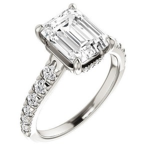 <b>Emerald</b> Cut 8x10mm Moissanite Solitaire <b>Ring</b> 925 Sterling <b>Silver</b> Luxury Engagement Wedding Promise Anniversary Gift - Product Image 2