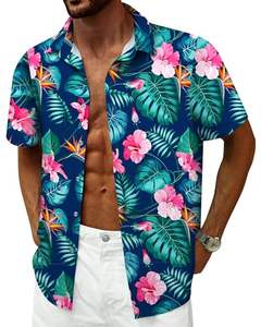 Camisa elegante para hombre, manga corta, estampado tropical, informal, para playa, con botones, verano, vibrante, colorida, floral, camiseta de verano para hombre - Product Image 5