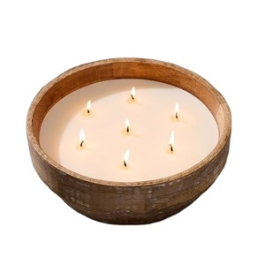 Cuenco de madera hecho a mano personalizado, cuenco redondo único de lujo grande para velas de madera de acacia, cuencos de madera de olivo - Product Image 1