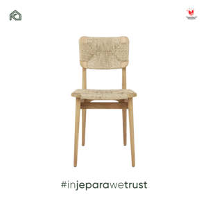 Chaise de restaurant moderne en bois massif avec dossier en corde tressée, mobilier de salle à manger écologique, style scandinave, pour extérieur et salon, Indonésie - Product Image 2