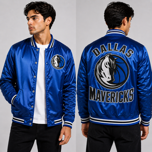 แจ็คเก็ตวาร์ซิตี้ผ้าซาตินสีกรมท่า Minnesota Timberwolves แบบสั่งทำพิเศษ ปักโลโก้ บอมเบอร์แจ็คเก็ตผู้ชาย ขายส่ง OEM ชุดทีม สตรีทแวร์ โรงงานในสหรัฐอเมริกา - Product Image 2