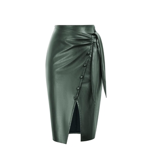 Jupe mi-longue respirante en cuir véritable de qualité supérieure pour femme, style décontracté, fournisseur OEM en gros sur mesure - Product Image 2