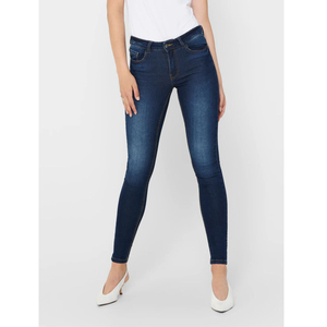 Jean slim taille mi-haute pour femme, en denim de qualité supérieure, décontracté, en coton, style uni, coupe droite, extensible - Product Image 1