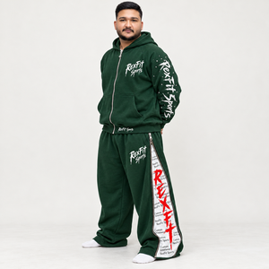 Ensemble de survêtement unisexe Rexfit Sports imprimé sur mesure 300g – Veste polaire zippée et pantalon droit ample pleine longueur avec motif latéral - Product Image 2