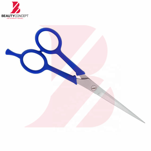 Ciseaux de barbier en gros, couleur bleu uni, manche en plastique, ciseaux à cheveux en acier inoxydable, outil professionnel de salon - Product Image 6