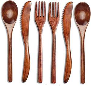 Ensemble de couverts jetables en bois poli résistant à la chaleur, cuillère, fourchette, lavable au lave-vaisselle, écologique, pour les fêtes, la maison, les restaurants, la restauration - Product Image 4