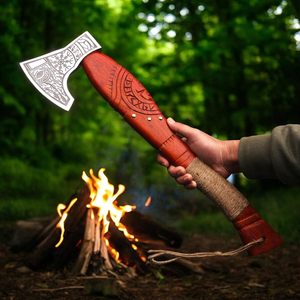 ขวานไวกิ้งเหล็กกล้าคาร์บอนตีขึ้นรูปแบบแบนด้านหลัง งานแฮนด์เมดเกรดอุตสาหกรรม ด้ามไม้โรสวูด ขวานสำหรับตั้งแคมป์-ของขวัญวันครบรอบ - Product Image 2