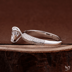 1 CT heart cut lab grown <b>diamond</b> engagement <b>ring</b> with micro pave band in 10K white gold IGI certified bridal <b>ring</b> - Product Image 3