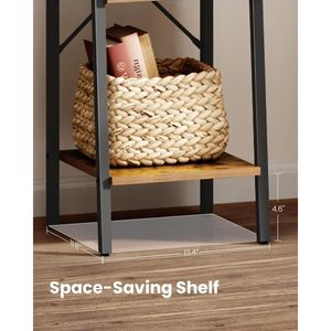 Libreria Angolare Autoportante Marrone Rustico con Scaffale a Scala e 2 Ganci per Casa e Ufficio - Product Image 5