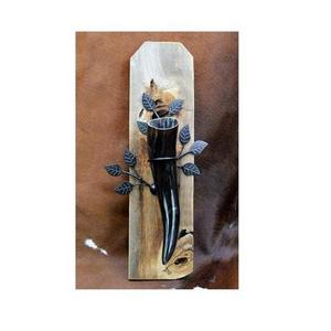 Par de Jarrones de Flores de Cuerno de Búfalo Antiguos Hechos a Mano, Diseño Rústico Tipo Piedra para Exportación - Product Image 1