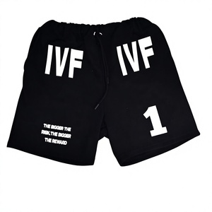 Pantalones cortos de algodón negros para hombre IVF, con cordón en la cintura, estampado de letras, estilo casual, transpirable, tejido, color liso, para verano. - Product Image 4