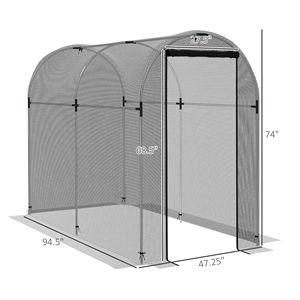 Jaula de acero galvanizado negra de 4 x 8 pies con puerta con cremallera, carpa de protección para plantas, malla de jardín - Product Image 3