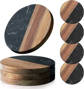 Decorative Wood Marble <b>Coasters</b> for Home Decor Wholesale Luxury Marble and Wood <b>Table</b> <b>Coasters</b> Factory Supplier - Product Image 4