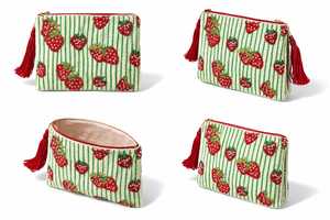 <b>Cute</b> Strawberry Beaded Tyvek Coin <b>Purse</b> Handmade Fruit Design Open Pouch Women Aesthetic Mini Wallet Makeup Pouch Wrist Large - Product Image 2