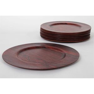 Assiette de service ronde en bois foncé écologique, style rustique, en acacia et noyer, pour dîner, mariage de luxe, hôtel. - Product Image 2